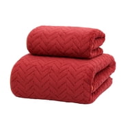 yulier 2 Piece Bath Towel Set, Bath Towel and Hand Towel, Shower Towels, Soft Absorbent Quick Dry Towels for Bathroom Hotel Pool, Red