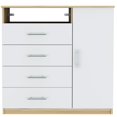 thumbnail image 1 of TUHOME Peru 4 Drawer Dresser - Light Oak/White Engineered Wood, 1 of 7