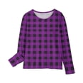thumbnail image 4 of RXIRUCGD Chemises à Manches Longues pour Filles, Col Rond Mignon, Blouses Décontractées Élégantes, Violet, Taille : 7 Ans, 4 of 6