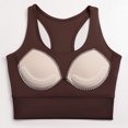 thumbnail image 4 of Virmaxy Womens High Impact Sports Bra Shock-Absorbing Gathering Collection and Complementary Breast Color Matching Edging No Wear Sports Bra Coffee-1 XL, 4 of 4