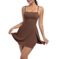 thumbnail image 1 of LOVZFMLL Women's Round Neck Loose Dress Coffee M, 1 of 8