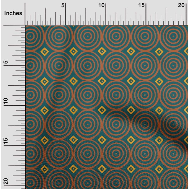 oneOone Silk Tabby Fabric Diamond & Circle Block Print Fabric By The Yard 42 Inch Wide