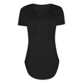 thumbnail image 3 of MY Women Solid Color Short Sleeve Tunics Lace-up V Neck Top, 3 of 4