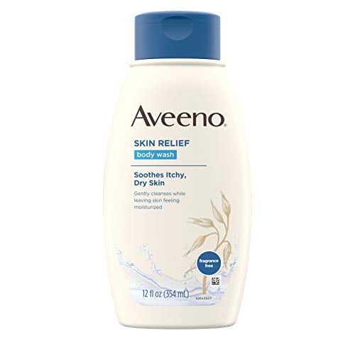 Aveeno Skin Relief Gel Douche Sans Parfum à l'Avoine pour Apaiser la Peau Sèche et Qui Démange, Doux, Sans Savon et Sans Colorant pour Peau Sensible, 12 fl. oz