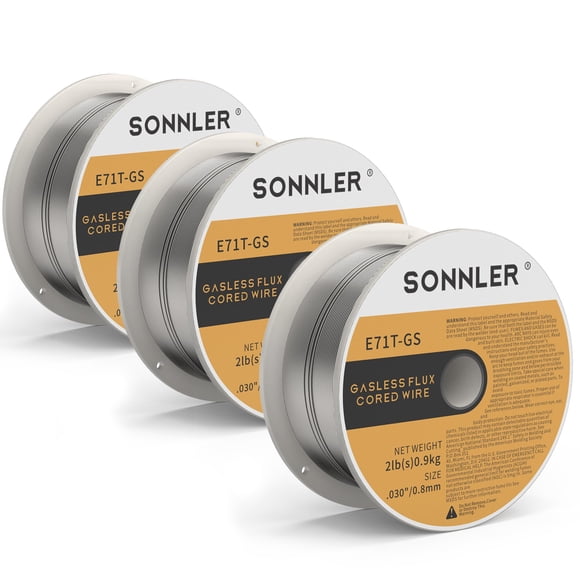 Lot de 3 Fils de Soudage à Noyau Flux.030, Fil de Soudage SONNLER Mig, Fil en Acier Doux E71T-GS à Faible Éclaboussures de 2 Lb Compatible avec HF Fourney Harbor W
