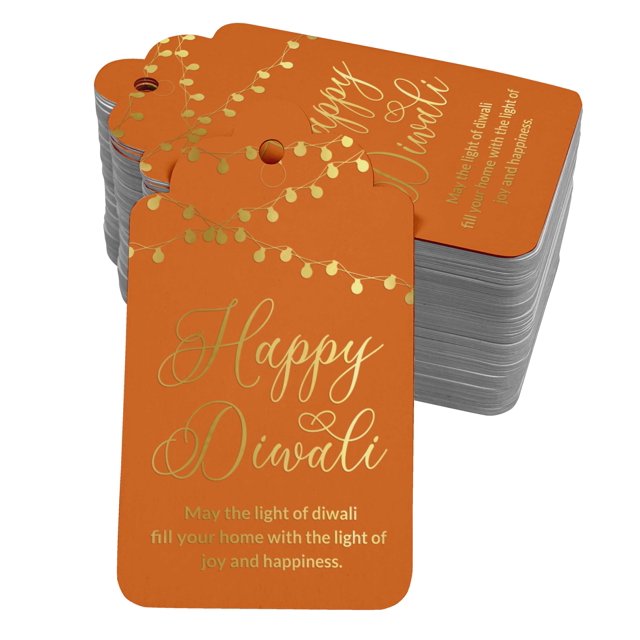Inkdotpot Gold Foil Paper Hang Tags Happy Diwali Favor Tags 50 Pack