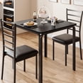 thumbnail image 3 of Small Table and Chairs Set of 2, Dining Table for 2, Dinette Set for 2, Square Dinner Table Set, 3 Piece Kitchen & Dining Room Sets for Small Space, Apartment, Home Office, Black, 3 of 8