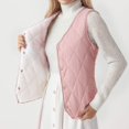 thumbnail image 2 of Womens Quilted Vest Stand Collar Lightweight Resin Button Fleece Vest Gilet, 2 of 6