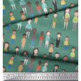 thumbnail image 2 of Soimoi Green Poly Georgette Fabric Crowd Theme Human Figure Decor Fabric Printed Yard 42 Inch Wide, 2 of 5