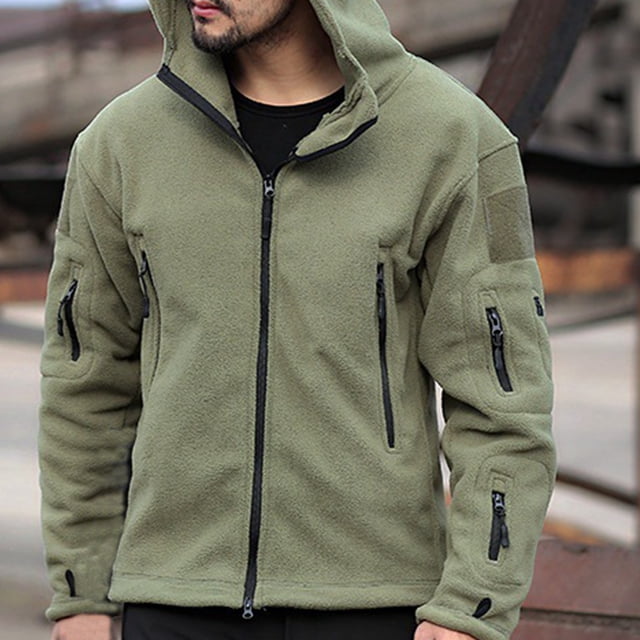 EGNMCR Jackets for Men Outdoor Warm Inner Liner Fleece Jacket Men's Cold Proof Stormsuit Hood Jacket Solid Color Hooded Jacket