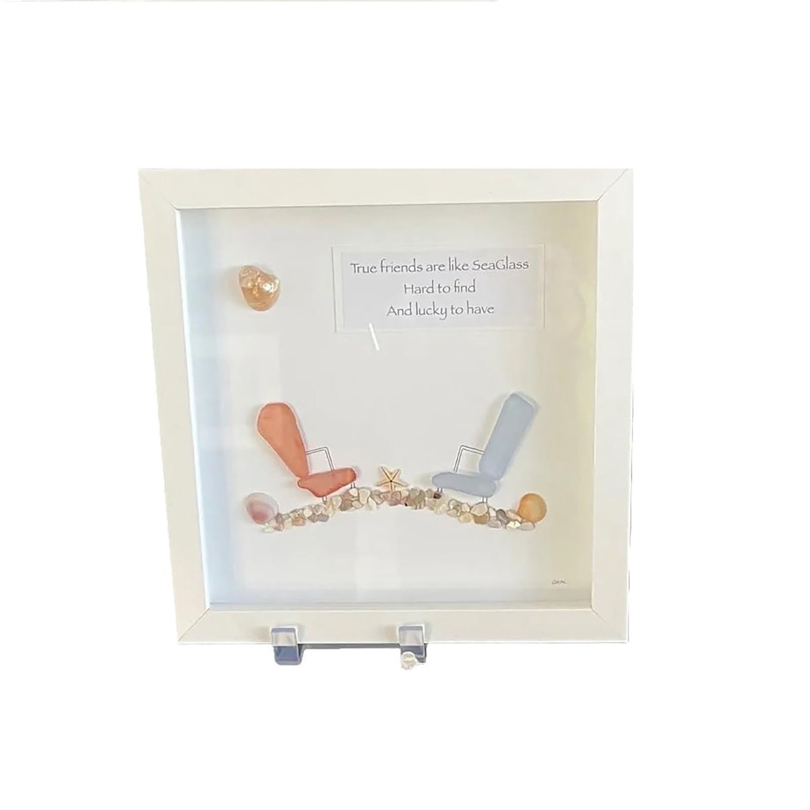 Seaglass Beach Chairs Sea Glass Art Kit Friendship Frame Hanging Decor Wood