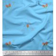 thumbnail image 1 of Soimoi Blue Cotton Voile Fabric Flower Buds & Triangle Geometric Decor Fabric Printed Yard 56 Inch Wide, 1 of 5