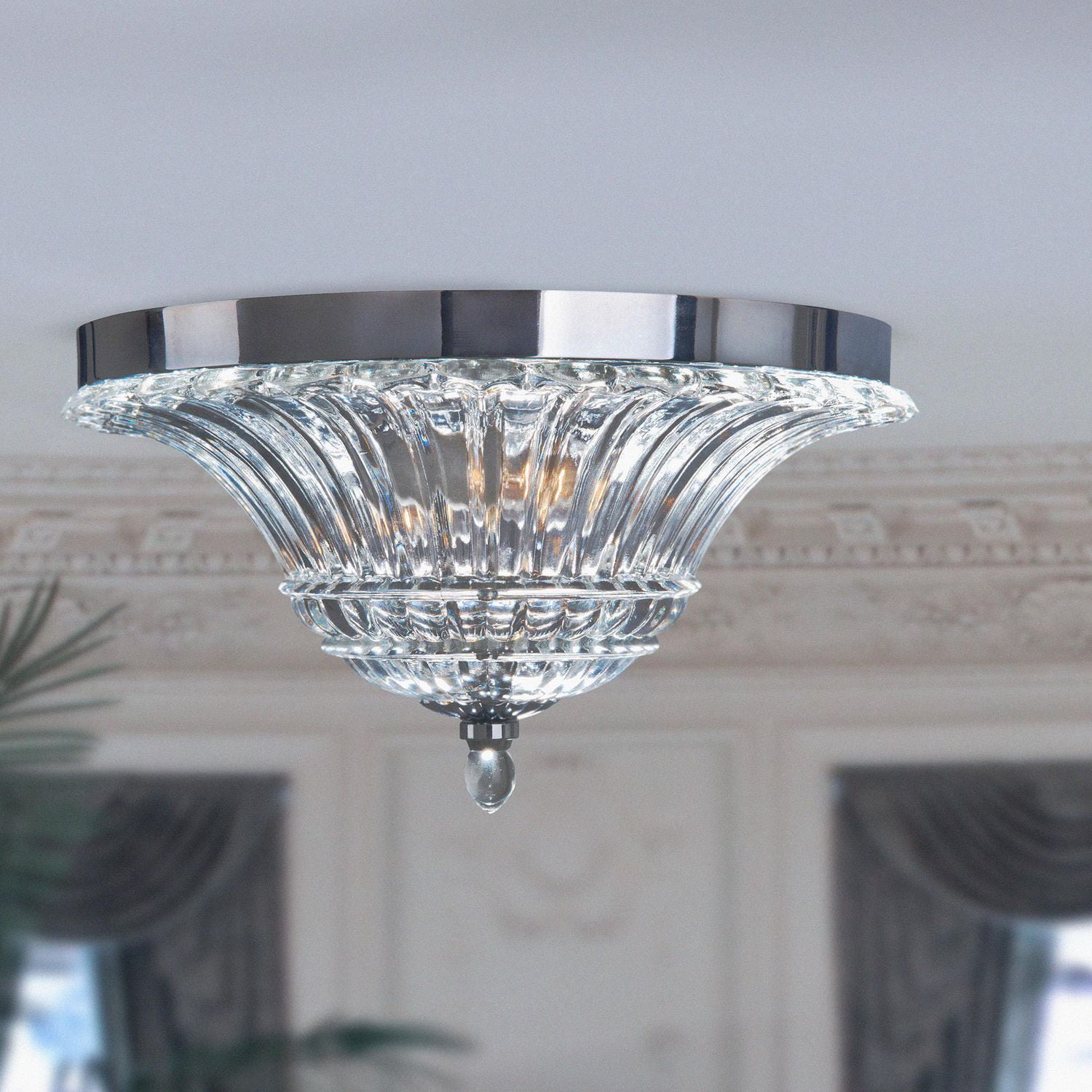 Elegant Designs Plafonnier en verre à 2 ampoules Glacier Petal Flushmount