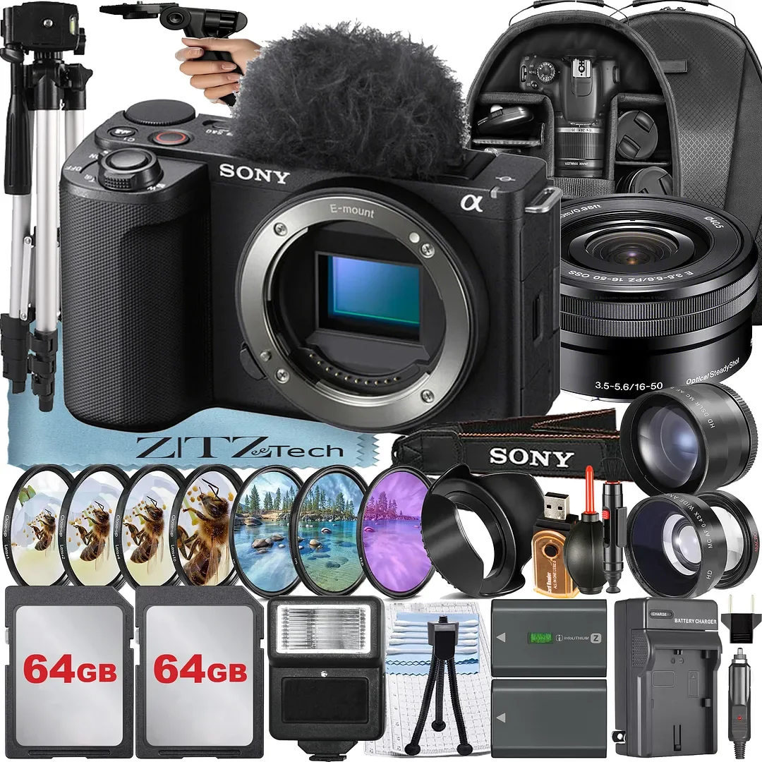 Sony ZV-E10 II Mirrorless Camera (Black) with 16-50mm Lens + 2