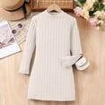 thumbnail image 4 of HXWCHs Robe à Étages Filles Coupe Ajustée Robe Moulante Hiver Chaude Extensible Col Roulé Manches Longues Tenue Décontractée pour Tout-Petits et Enfants avec Beige Doux 9-10 Ans, 4 of 5