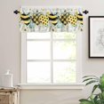 thumbnail image 2 of Grey Buffalo Plaid Heart 3-Piece Kitchen Curtain Set, Rod Pocket Kitchen Curtain Valance and Tiers Set, Washable Drape Window Treatment Set, Bee Summer Spring Flower, 2 of 6