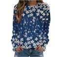 thumbnail image 1 of RKSTN Chandails à Manches Longues pour Femmes Mode à Imprimé Floral Décontracté Hauts à Manches Longues à Col Rond Coupe Ample Chandail Blouse, 1 of 4