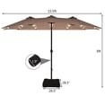thumbnail image 2 of Costway 15Ft Patio Double-Sided Solar LED Market Umbrella Crank Base Tan, 2 of 9