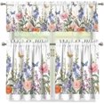 thumbnail image 2 of Butterfly Floral Kitchen Curtains Tiers and Valances Set, Rod Pocket Valance Short Window Treatment Decor Curtains, 3 Pieces Set Window Decorations, Easy to Install, 2 of 5