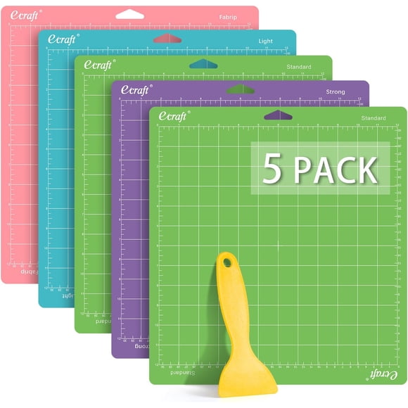 GFDYREE Ecraft Cutting Mat 12x12 Inch for Cricut Explore Air 2/Air/One/Maker, 5 Mats Include (Strong & Standard & Light & Fabric) Multiple Variety Adhesive Sticky Mats Accessories for Cricut