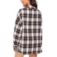 thumbnail image 4 of Women Plaid Flannel Shirt Jacket Button Down Lapel Long Sleeve Shirts Blouse Shacket Cardigan Coats Fall Spring Clothes, 4 of 7