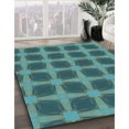 thumbnail image 3 of Ahgly Company Machine Washable Indoor Round Transitional Medium Teal Green Area Rugs, 8' Round, 3 of 7