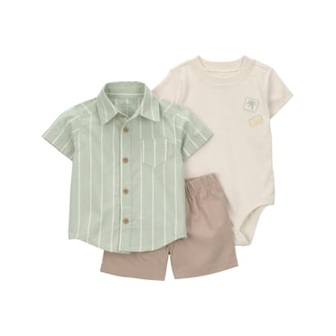 Carter's Child of Mine IB 3PC Short Set - Green Stripe