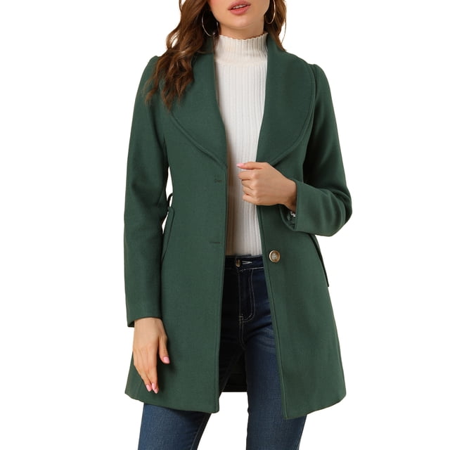 INSPIRE CHIC Manteau Trench Long pour Femme, Mignon, à Col Rabattu, à Simple Boutonnage, avec Ceinture