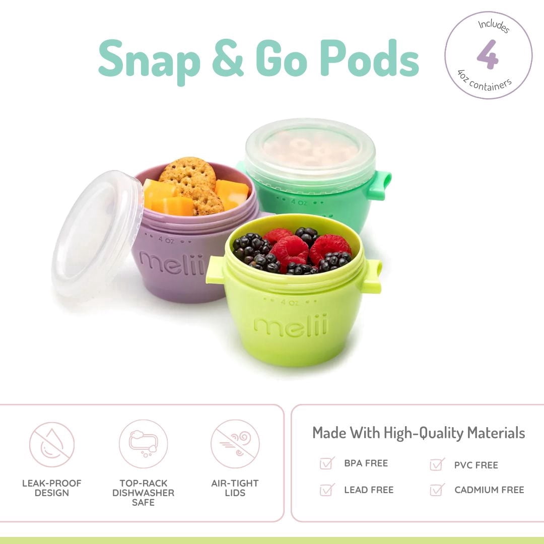 melii Click & Go Pods Contenants de Congélation pour Aliments & Contenants pour Collations - 4x4oz