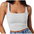 thumbnail image 1 of Timegard Débardeurs Courts pour Femmes à Encolure Carrée Sans Manches Couleur Unie Confortables Décontractés pour Sorties Camisoles, 1 of 6