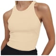 thumbnail image 1 of MIASHUI Women's Tops Sleeveless Full Length Ribbed Basic Tank Top Women Clothing,Beige,XS, 1 of 6