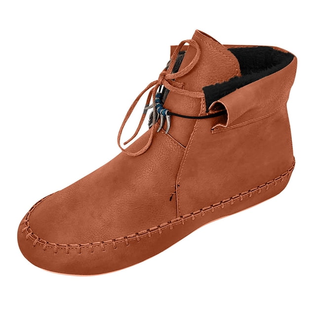 Babysbule Bottes pour Femmes Liquidation Mode Femmes et Hommes Décontractées Chaudes à Lacets Bottines Courtes Chaussures Plates en Cuir