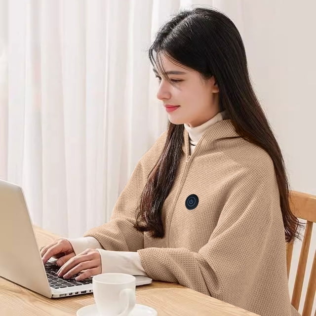 PRETXORVE Couverture Chauffante USB Jeté Chauffant Couverture Jetée USB avec Fermeture Éclair Portable à Porter Jeté Enveloppant Lavable
