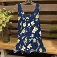 thumbnail image 2 of UPPADA Camisoles d'Été pour Femmes Col Rond Coupe Ample T-Shirts Décontractés Mode Sans Manches Vêtements de Plage Ourlet Fluide Chandails à Enfiler Hauts Plage Boho Vêtements Hauts pour Femmes Liquidation Marine,m, 2 of 4