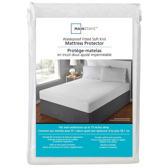 Mainstays Waterproof Soft Knit Mattress Protector, King- Fitted