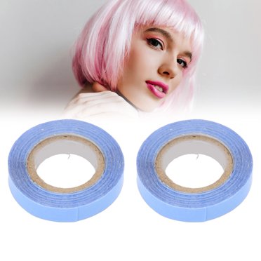 Ruban d'Extension de Cheveux, Double Face 2 Pcs Bleu Adhésif Fort pour Perruque de Salon de Coiffure