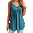 thumbnail image 2 of Womens Summer Sleeveless V Neck Solid Color Casual Swing Shirts Flowy Tank Tops Blouses with Buttons, 2 of 5