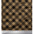 thumbnail image 1 of Soimoi Brown Japan Crepe Satin Fabric Diagonal Check Print Fabric by Yard 42 Inch Wide, 1 of 1