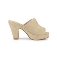 thumbnail image 3 of BLISSFUL STEP Women's Chunky Heels Platform Open Toe Slides Sandals Beige 9, 3 of 8