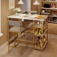 thumbnail image 2 of Bar Stools Set of 2, Kitchen Bar Stools with Footrest, 25.5" Upholstered Bar Chairs with Back, Counter Height Barstools for Counter Bar, Island, Easy Assembly, Grey and Gold Marble White, 2 of 8