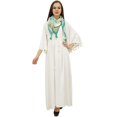 thumbnail image 2 of Bimba Robe Maxi Décontractée pour Femme à Manches Évasées avec Pompons, Blanc Cassé, avec Foulard - 6, 2 of 6