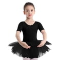 thumbnail image 1 of inhzoy Robe Tutu de Danse Ballet pour Filles Manches Courtes Justaucorps Combinaison de Gymnastique Performance de Scène Noir 4TG, 1 of 1