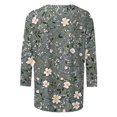 thumbnail image 3 of UPPADA Blouses pour Femmes Grande Taille à Manches 3/4, T-Shirts à Imprimé Floral Teintable, Chemises Décontractées Tendance à Col Rond, Chandails Confortables à Enfiler, Hauts Blouses Mignons d'Été pour Femmes, Hauts à Manches 3/4 en Liquidation, 3 of 5