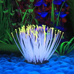 Usloyux Luminous Anemone Décoration d'aquarium, Glow In The Dark Fish Tank Ornament, Réaliste Silicone Anémone pour réservoir d'eau douce en eau salée, Scène sous-marine pour décor d'aquarium, réservoir de récif corallien