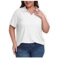 thumbnail image 2 of Timegard Hauts pour Femmes Grande Taille Col à Revers Col en V Manches Courtes T-Shirts Basiques Confortables Hauts Décontractés Amples, 2 of 8