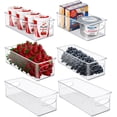 thumbnail image 1 of Sorbus Plastic Storage Bins Stackable Clear Pantry Organizer Box Bin Containers for Organizing Kitchen Fridge, Food, Snack Pantry Cabinet, Fruit, Vegetables, (Narrow - Pack of 6), 1 of 8