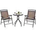 thumbnail image 1 of Gymax Ensemble Bistro 3 Pcs Ensemble de Conversation Pub Patio Extérieur avec Chaises Pliantes Table, 1 of 10