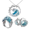thumbnail image 4 of Ocean's Oath Jewelry Set, Boho Blue Ocean Wave Necklace Earring RingsZ4Y6, 4 of 8