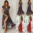 thumbnail image 4 of Robe Maxi Courte Bohème pour Femmes, Été, Plage, Cocktail, Fête, Florale, 4 of 5