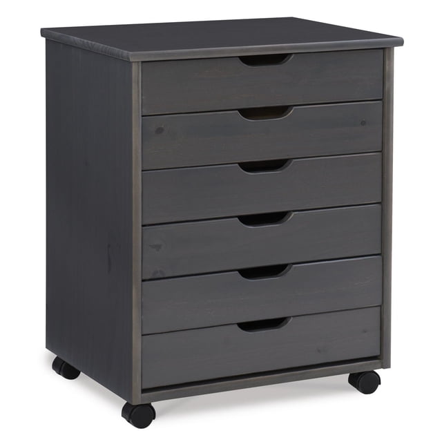 Craydon Six-Drawer Wide Roll Cart, Grey